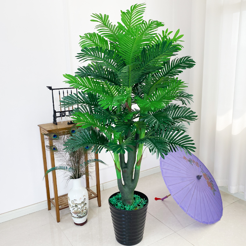 仿生植物盆景葵树凤尾葵假花假树室内装饰大型落地盆栽塑料花造景