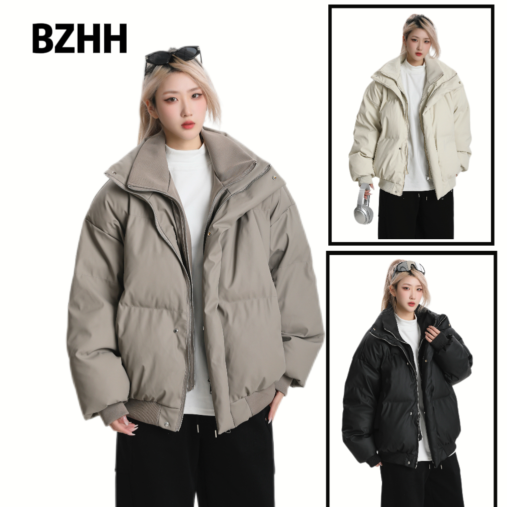 【现货+假两件棉服】立领皮衣冬季保暖棉衣男女款棉服加厚韩版