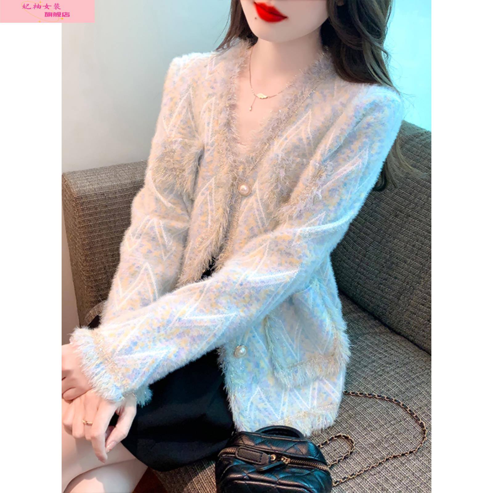 妃袖风格短外套的女子秋冬季和冬季2025秋季新宽松的年龄减少开衫