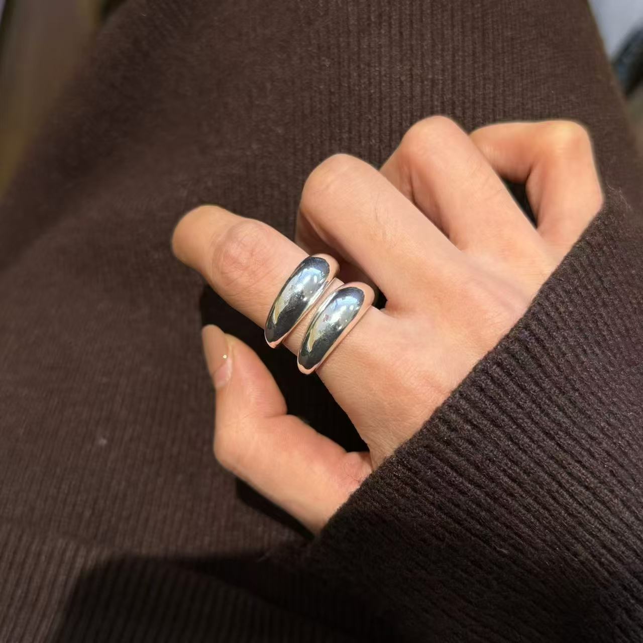 925银戒指 925银戒指  韩国双层戒指