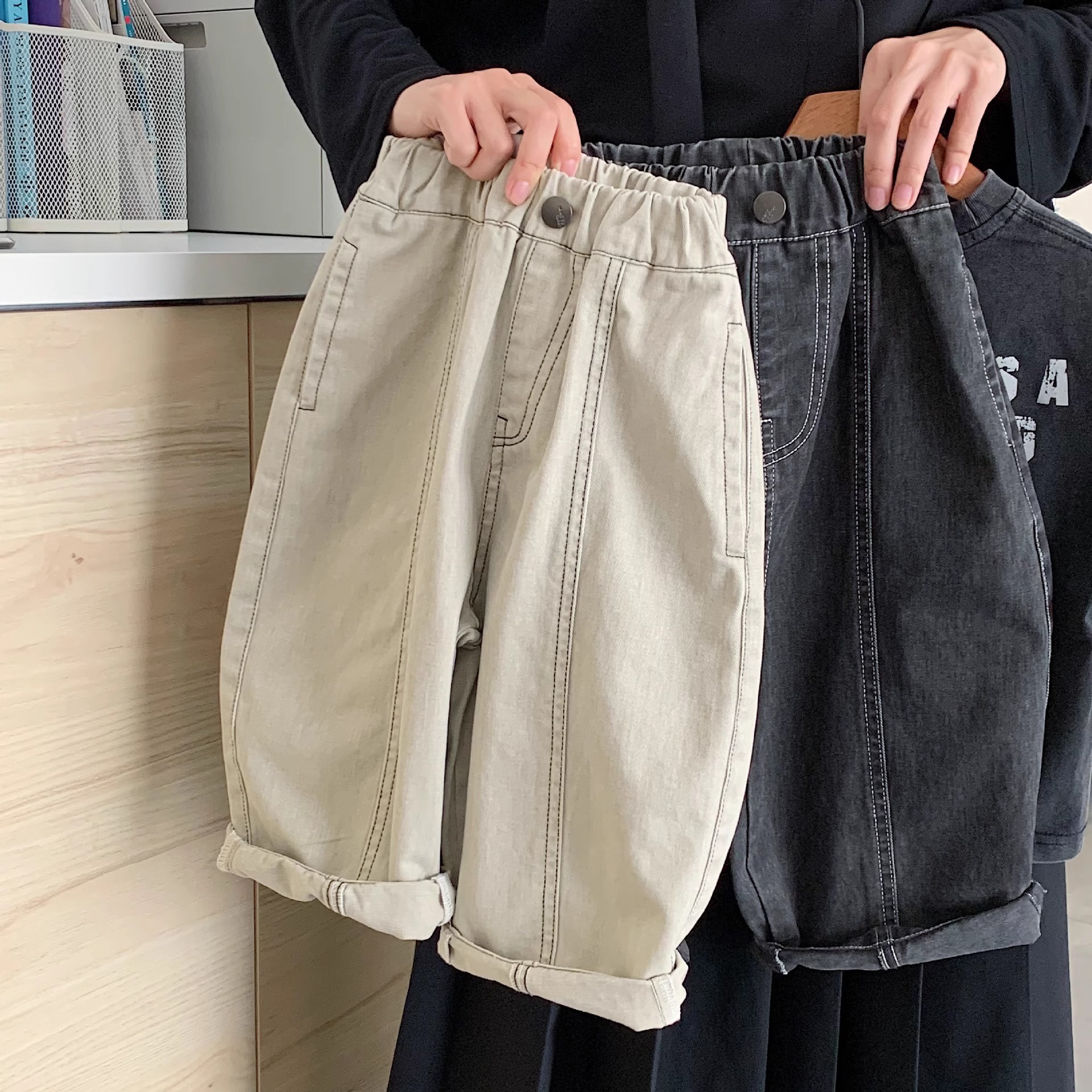 儿童裤子2025秋季新款韩版男童秋装宽松明线休闲裤男孩长裤痞帅潮