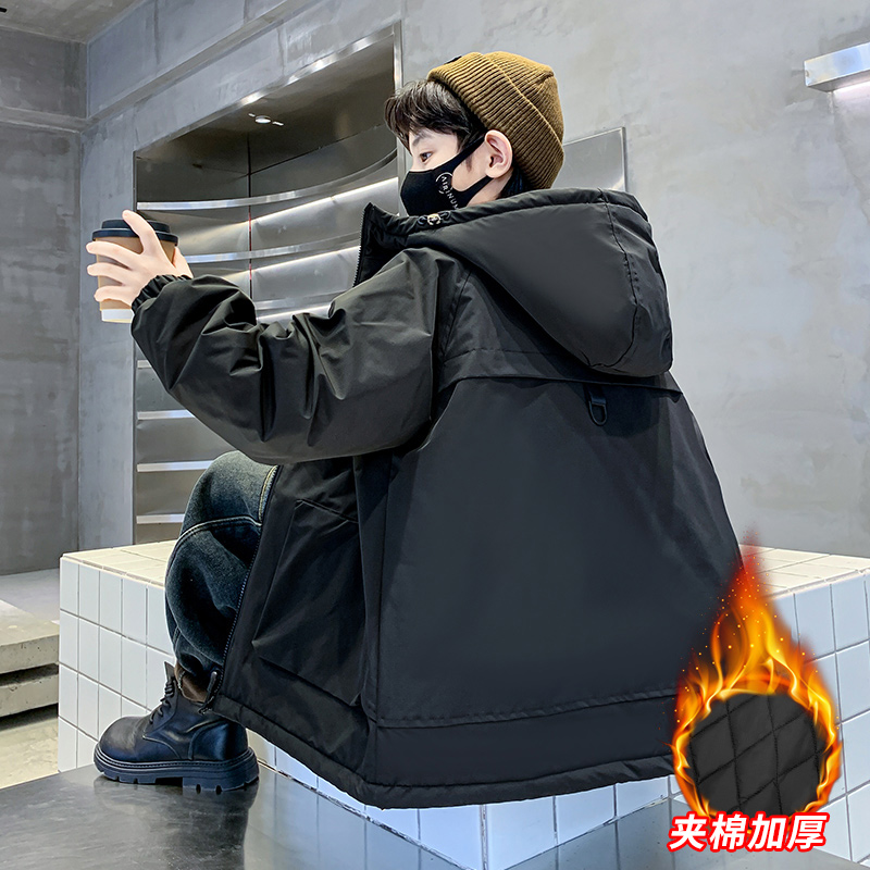 男童夹棉外套秋冬季2025新款大童加厚男孩冬装棉衣儿童二棉冲锋衣