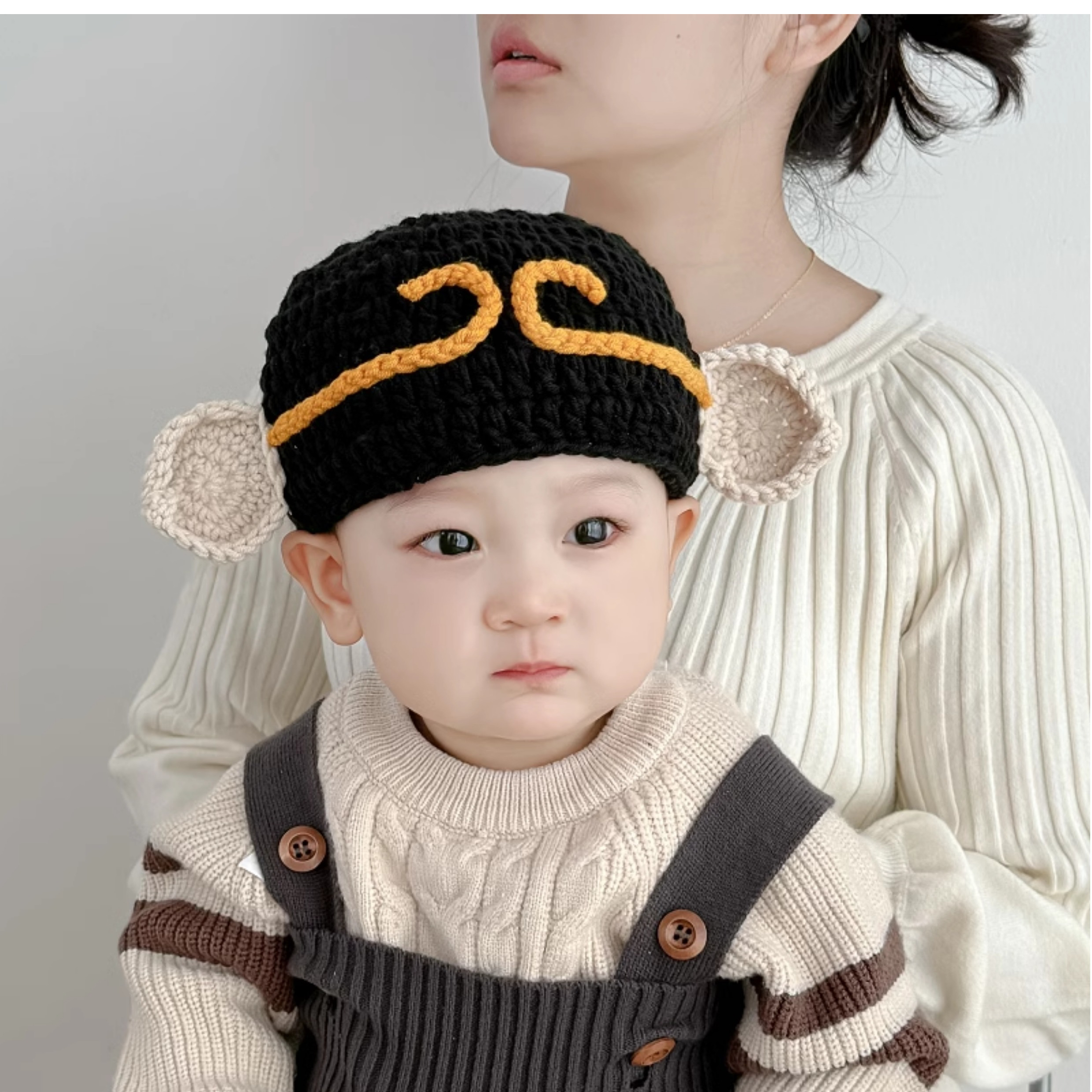 【小布丁】猪八戒搞怪悟空针织套头帽男女宝宝毛线帽秋冬季儿童帽子