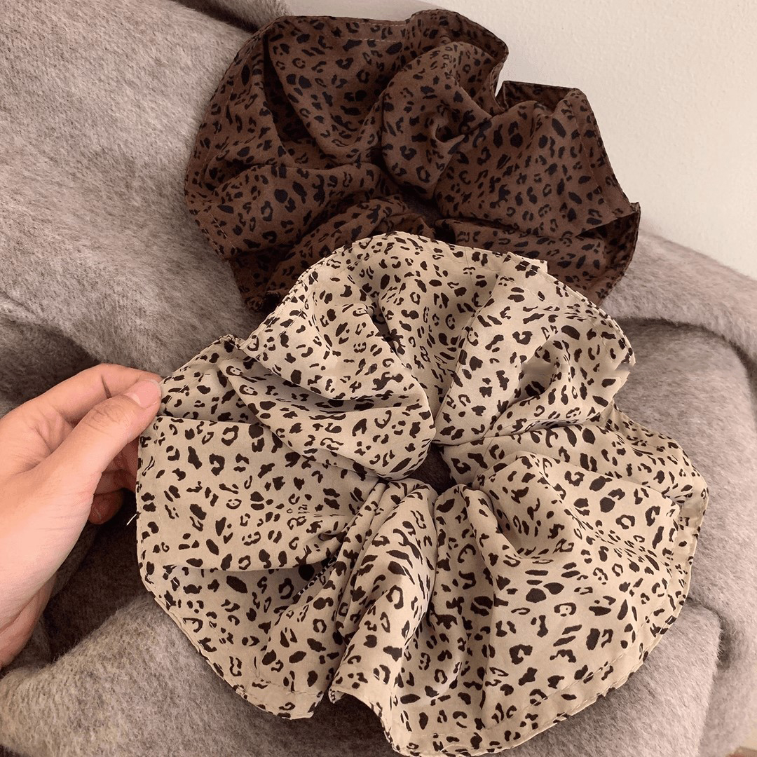 20cm直径豹纹大肠发圈~早秋新款！甜酷y2k辣妹超大号低马尾发饰女