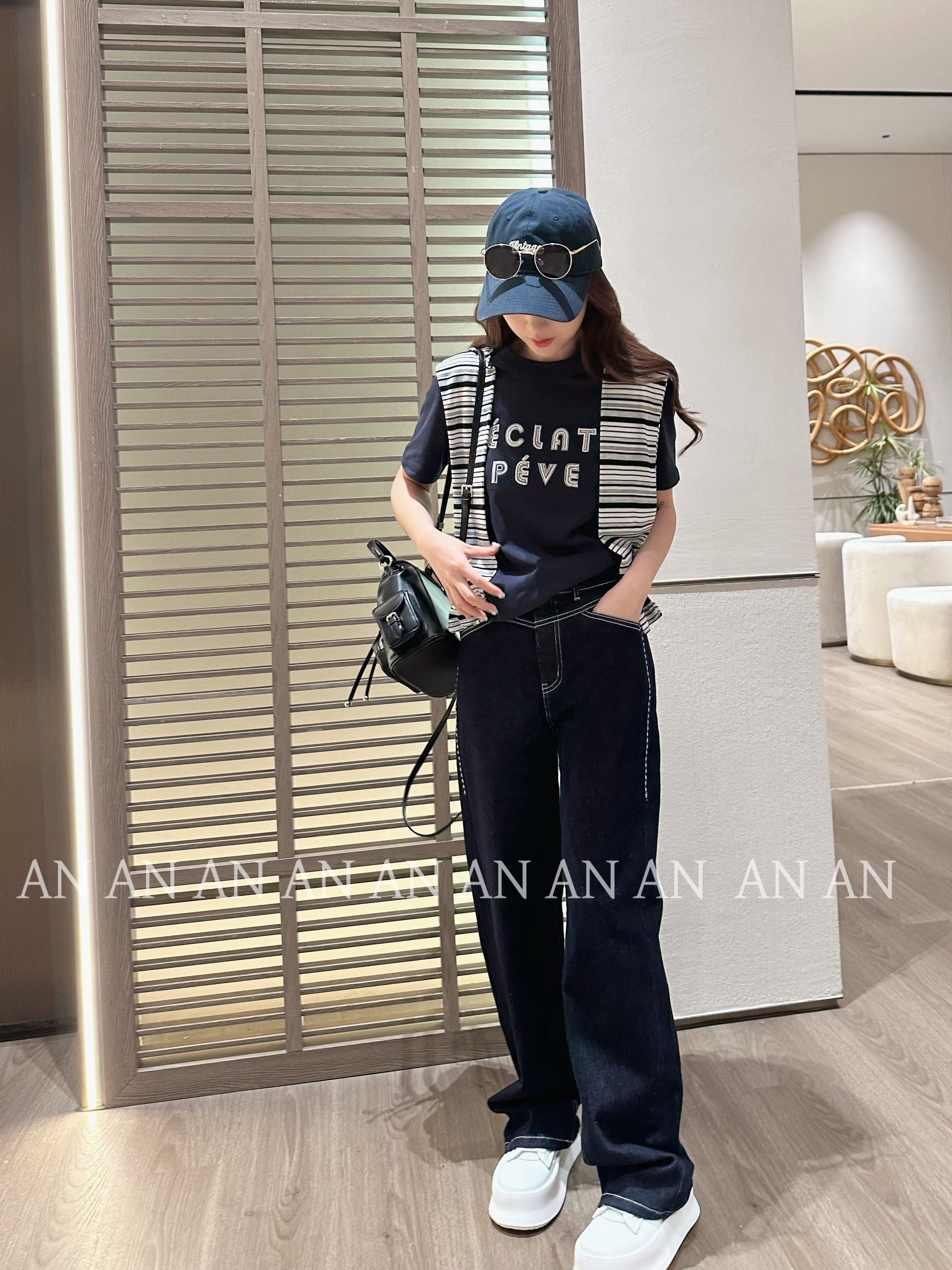 C07204韩系休闲宽松设计感小个子显瘦圆领字母短袖T恤
