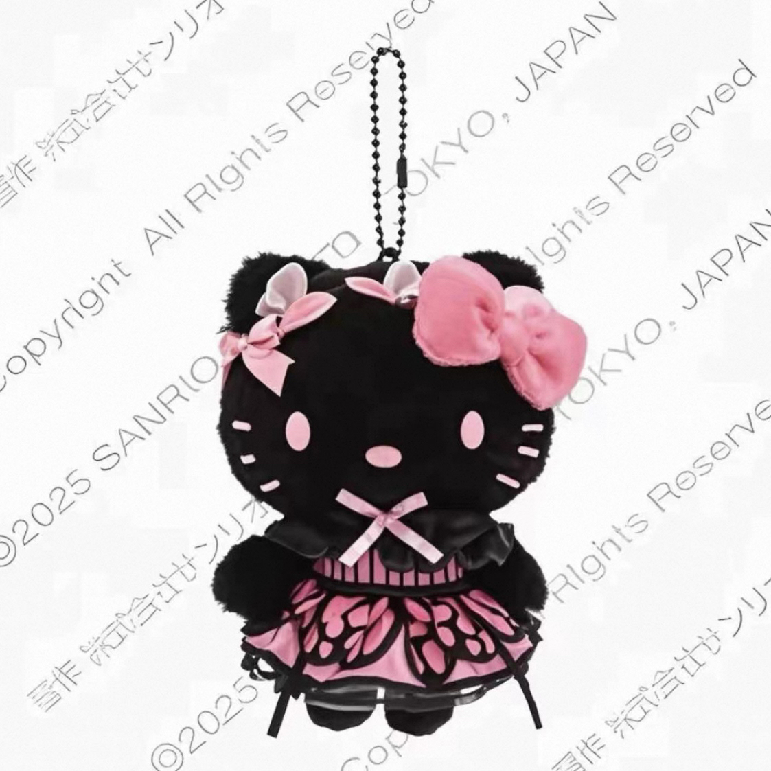 现货日版三丽鸥 蝴蝶HelloKityy毛绒公仔挂件黑色凯蒂猫 周边礼物