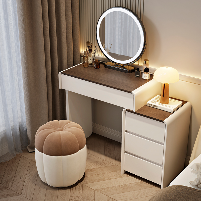 新款梳妆台卧室现代简约主卧奶油风2025实木斗柜收纳柜一体化妆桌
