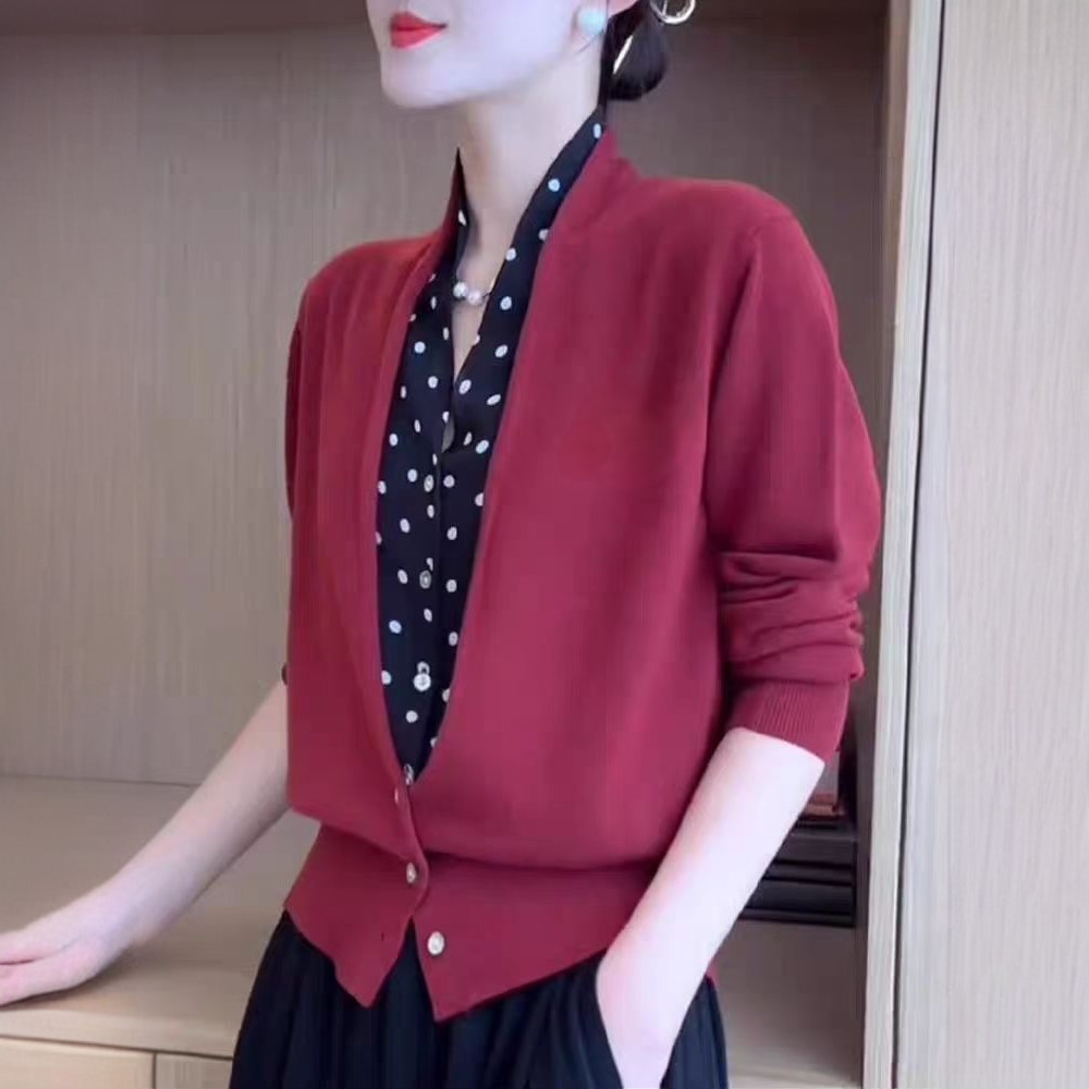 2025秋冬款羊毛假两件气质时尚长袖针织衫洋气女打底衫