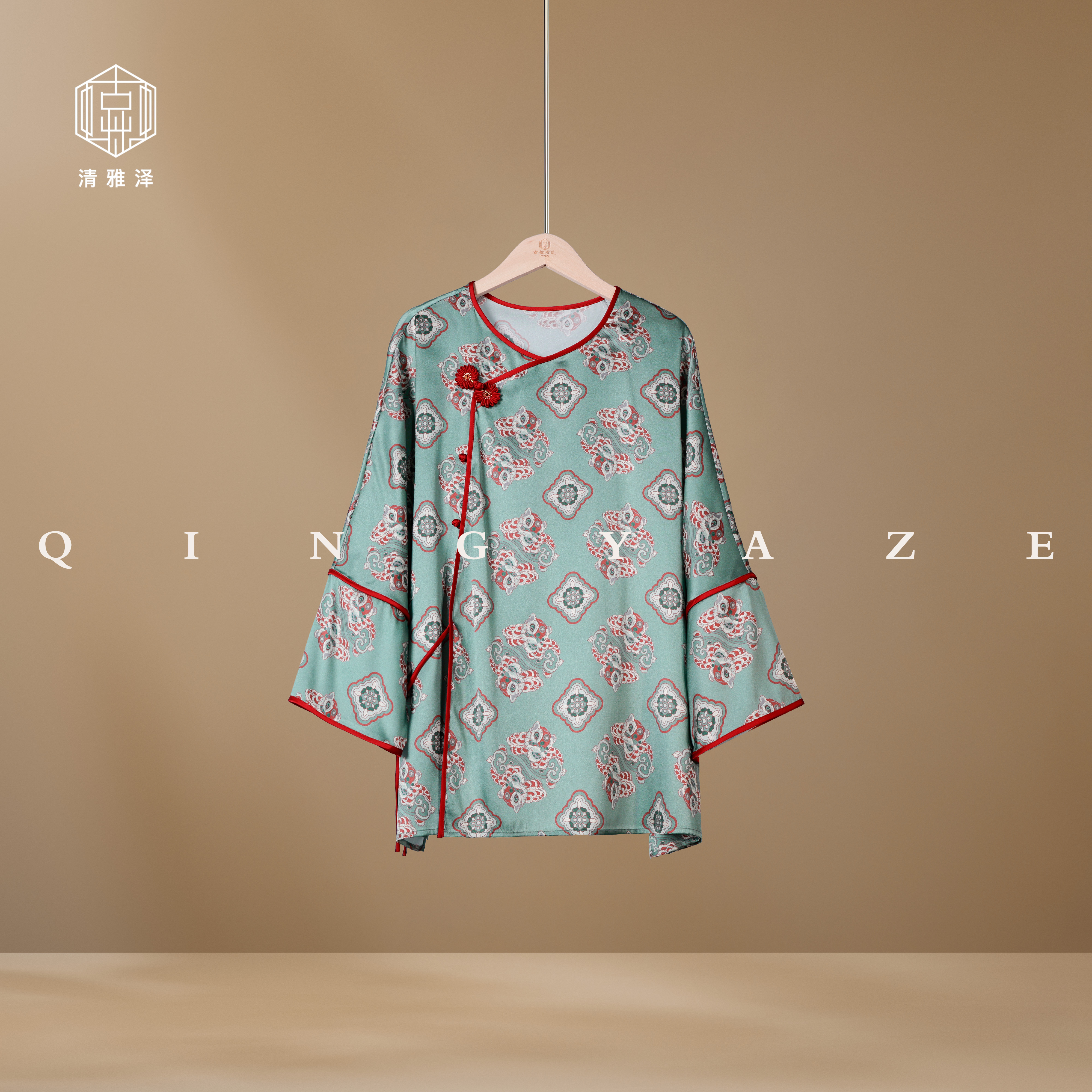 事事如意！桑蚕丝双乔缎新中式上衣！GZ6337