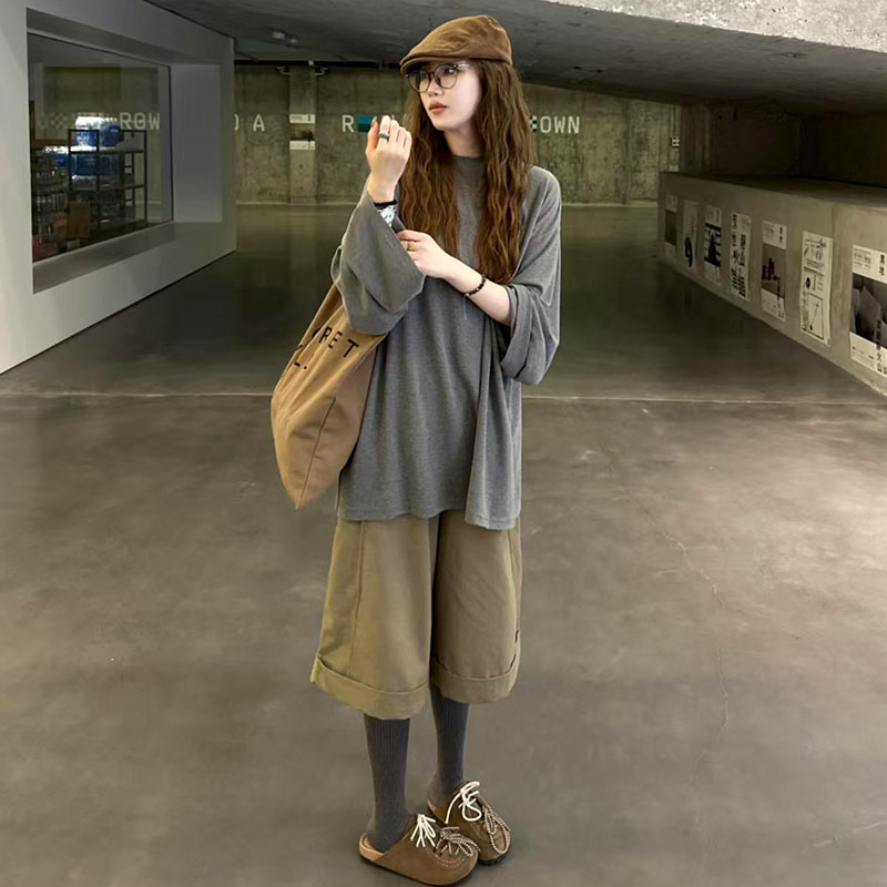 超火早秋穿搭新款套装女2025设计感宽松长袖上衣百搭裤子两件套