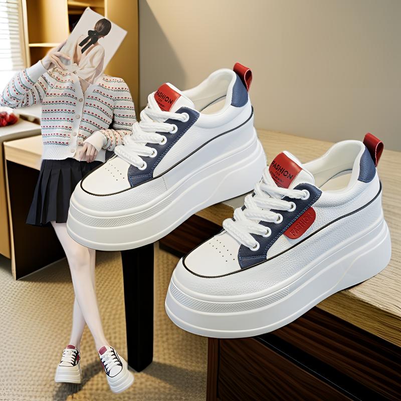 内增高9cm厚底小白鞋女ins韩版显脚小真皮休闲松糕鞋2025秋季新款