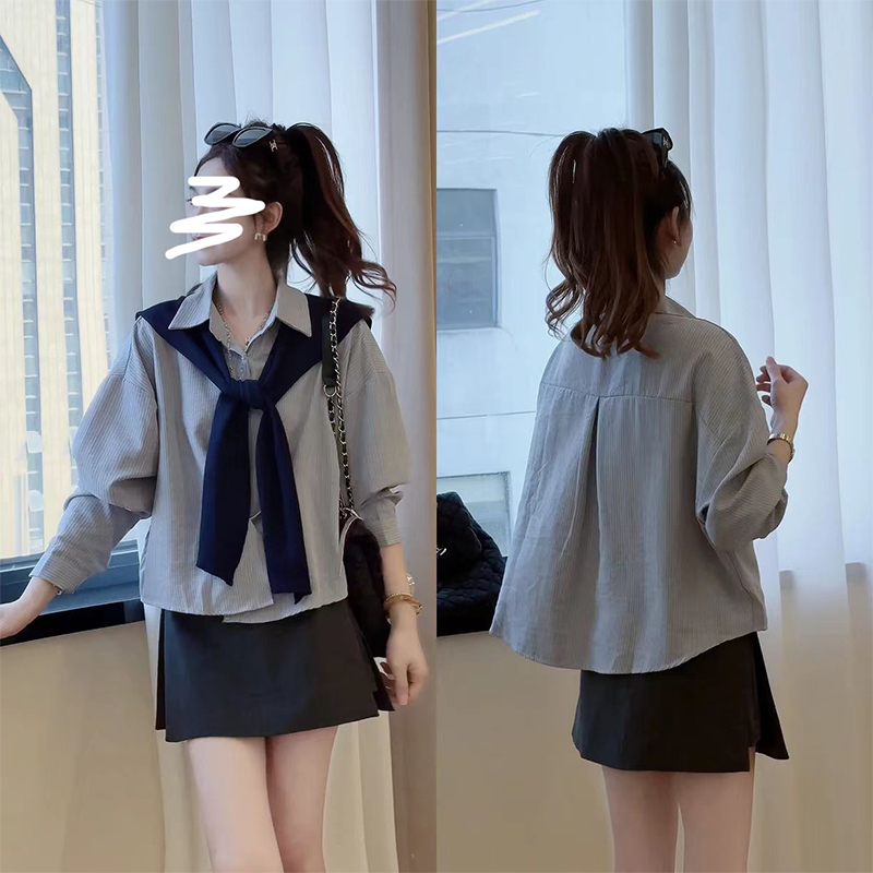 【纹序风线】LULU韩系老钱风衬衣外套女秋季新款时尚休闲衬衫上衣