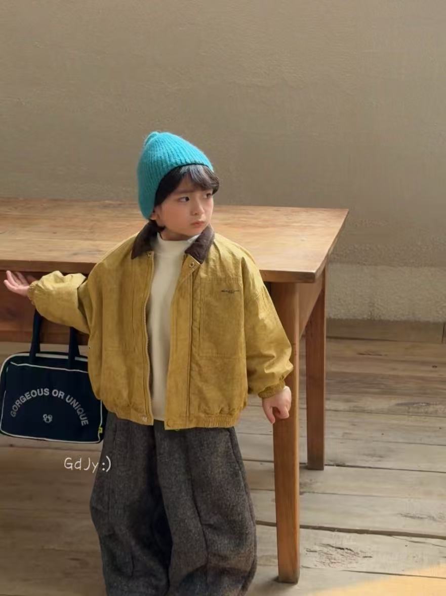 秋冬季男童新款加绒夹克童装加厚外套儿童宝宝冬款