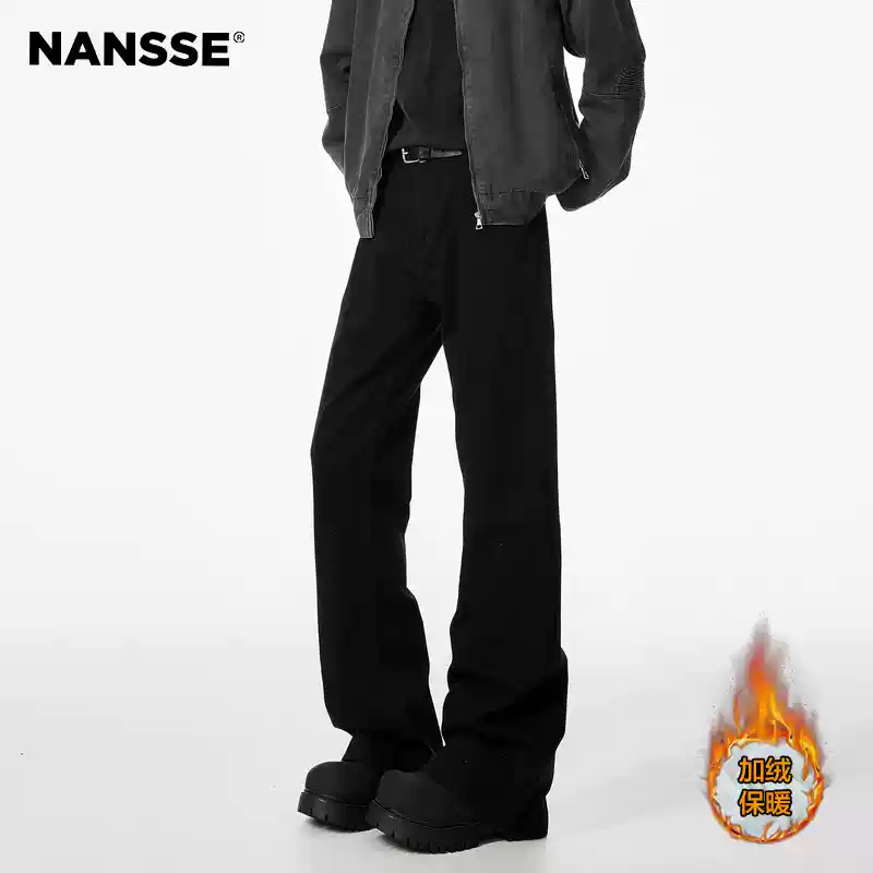 cleanfit巴黎bootcut黑色弯刀微喇牛仔裤男vibe美式修身秋冬裤子