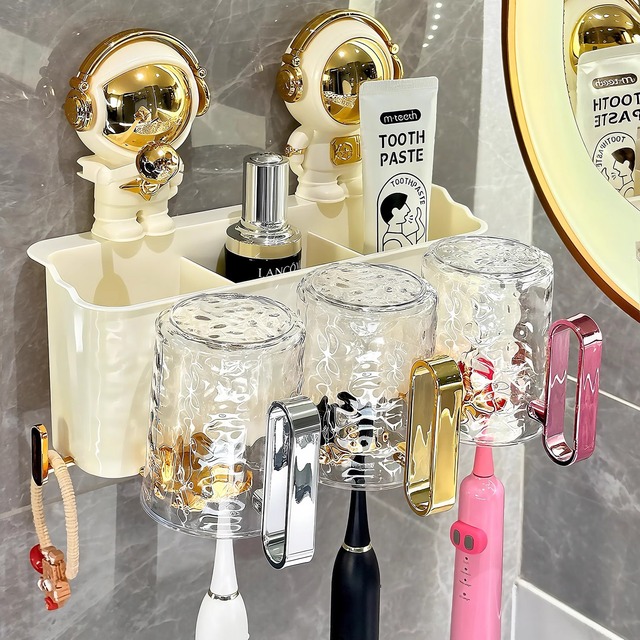 吸盘牙刷置物架壁挂式免打孔2025新款浴室刷牙牙膏漱口杯架牙杯架