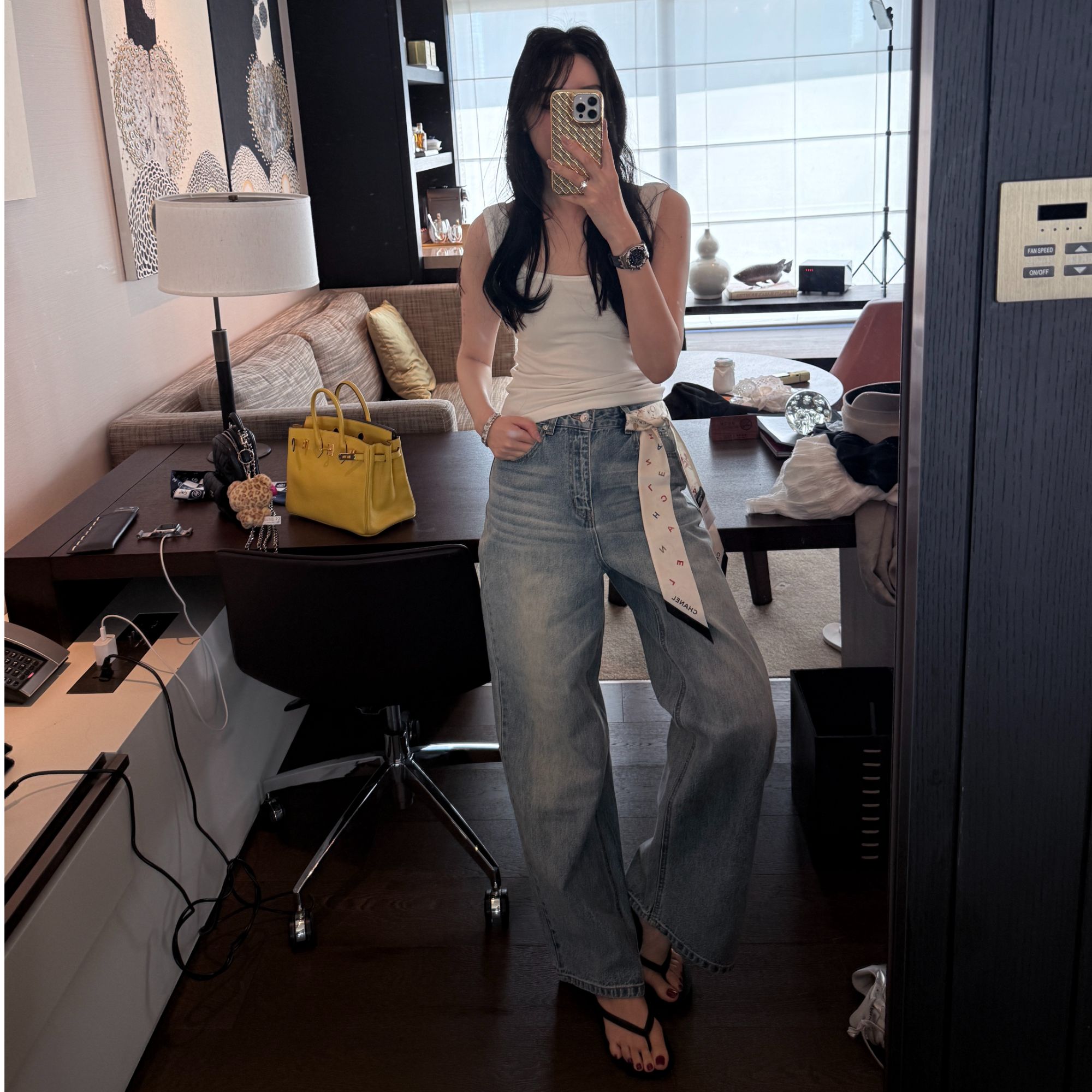 「神裤」AKIZHANG浅蓝Y*l家高腰浅变色显瘦垂感直筒阔腿牛仔裤潮女