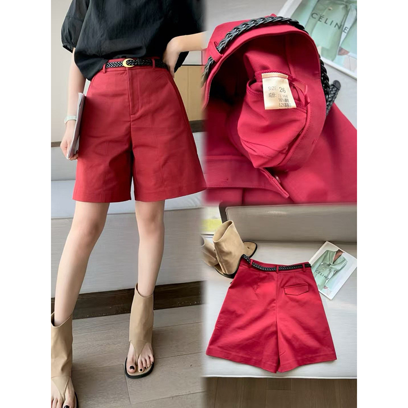 韩系高腰显瘦休闲直筒裤百搭洋气五分裤女5102-3160