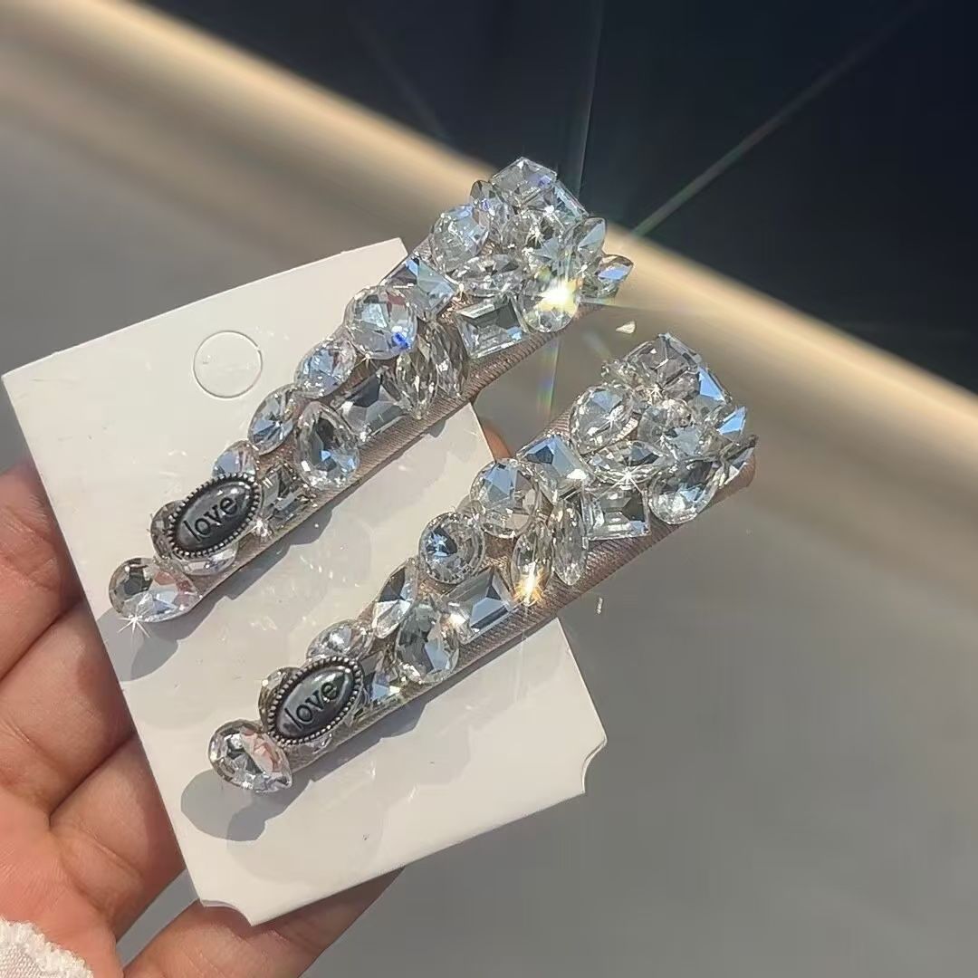 重工轻奢新款发夹高级感满钻发卡闪钻三角形掰掰夹少女刘海边夹女