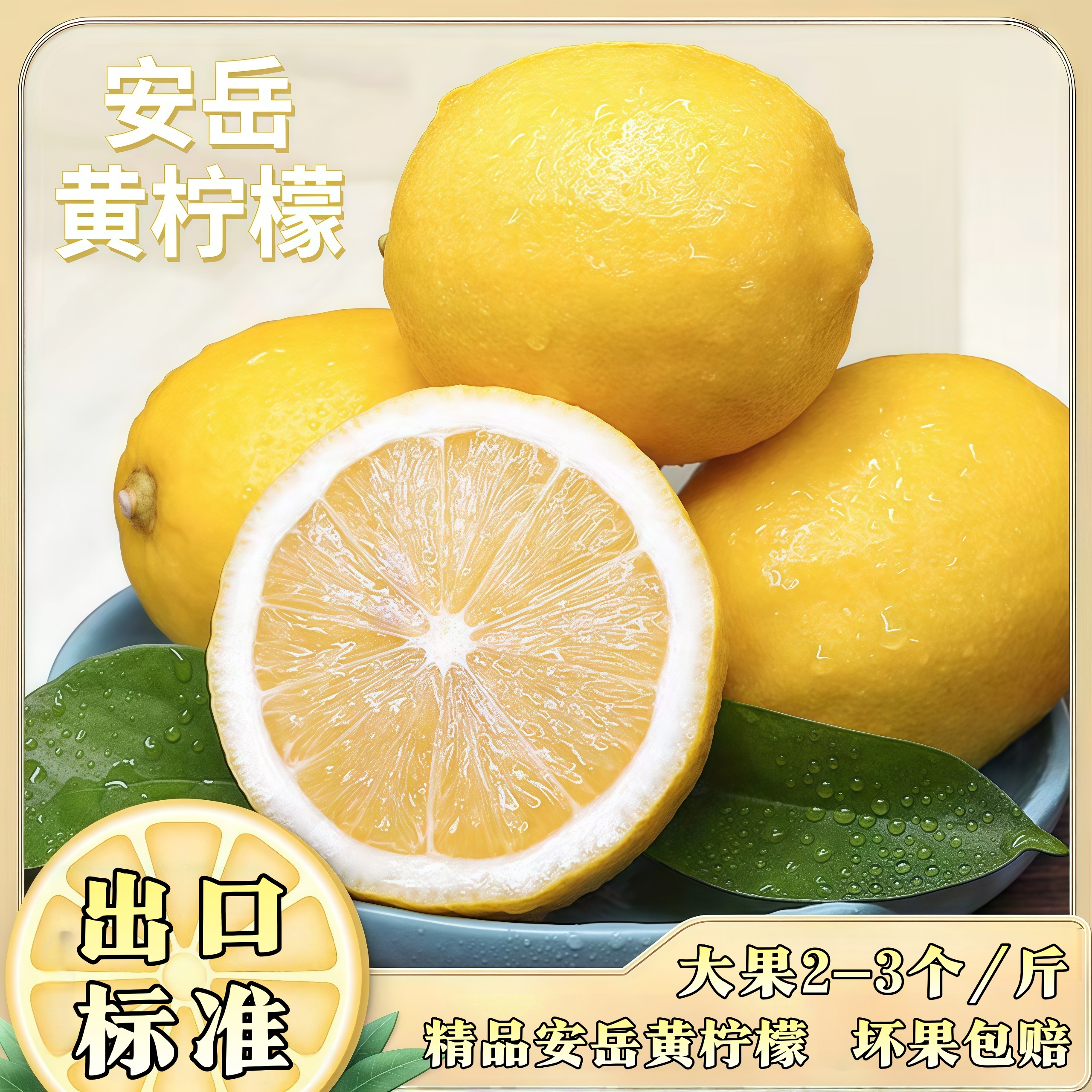 安小檬新鲜安岳黄柠檬精品大果 2-3个/斤 单果重量160-250g/个