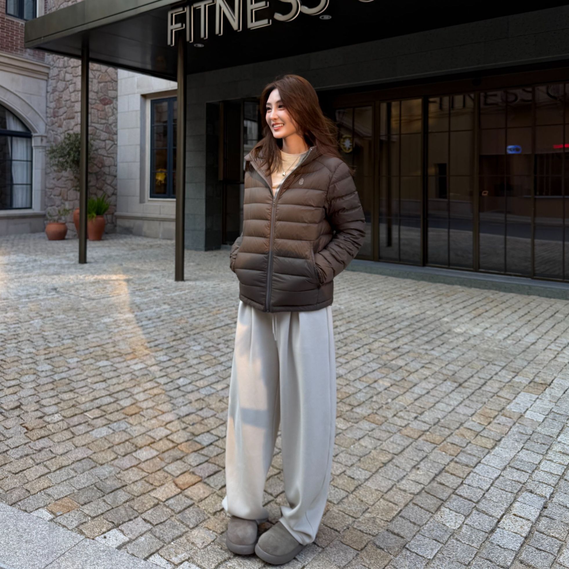 Moprobably李予诺「廓塑」时尚百搭松紧腰系带休闲裤L5451072