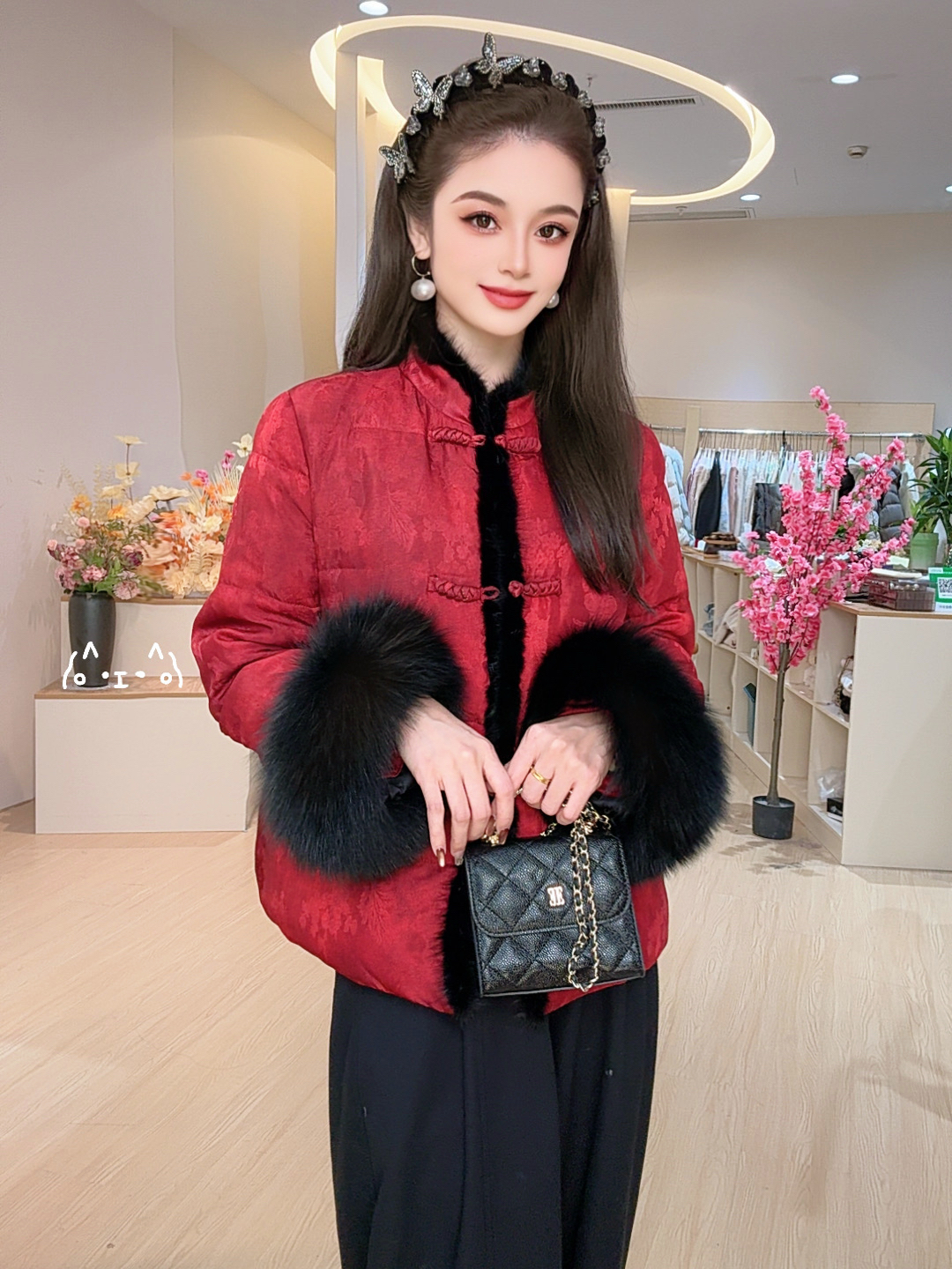 2026(七艺自制)狐狸毛鹅绒服新中式国风时尚时尚女士L7768