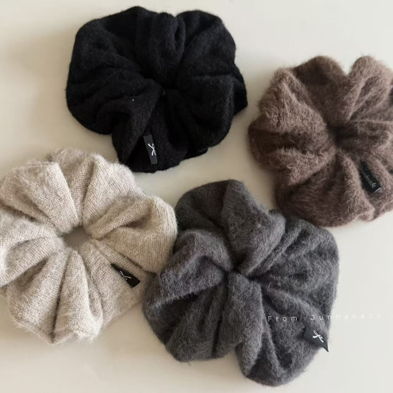 纯色简约毛线针织发圈女2025新款扎马尾高弹力发绳不伤发头绳发饰