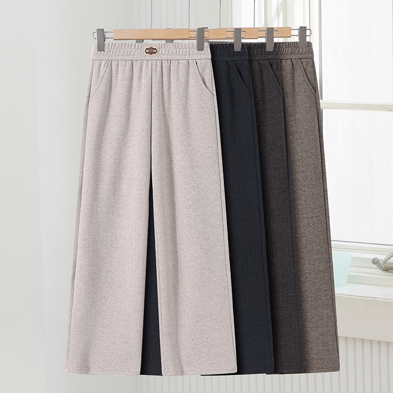 中老年女装休闲裤妈妈装春秋垂感百搭宽松直筒裤阔腿裤常规款长裤