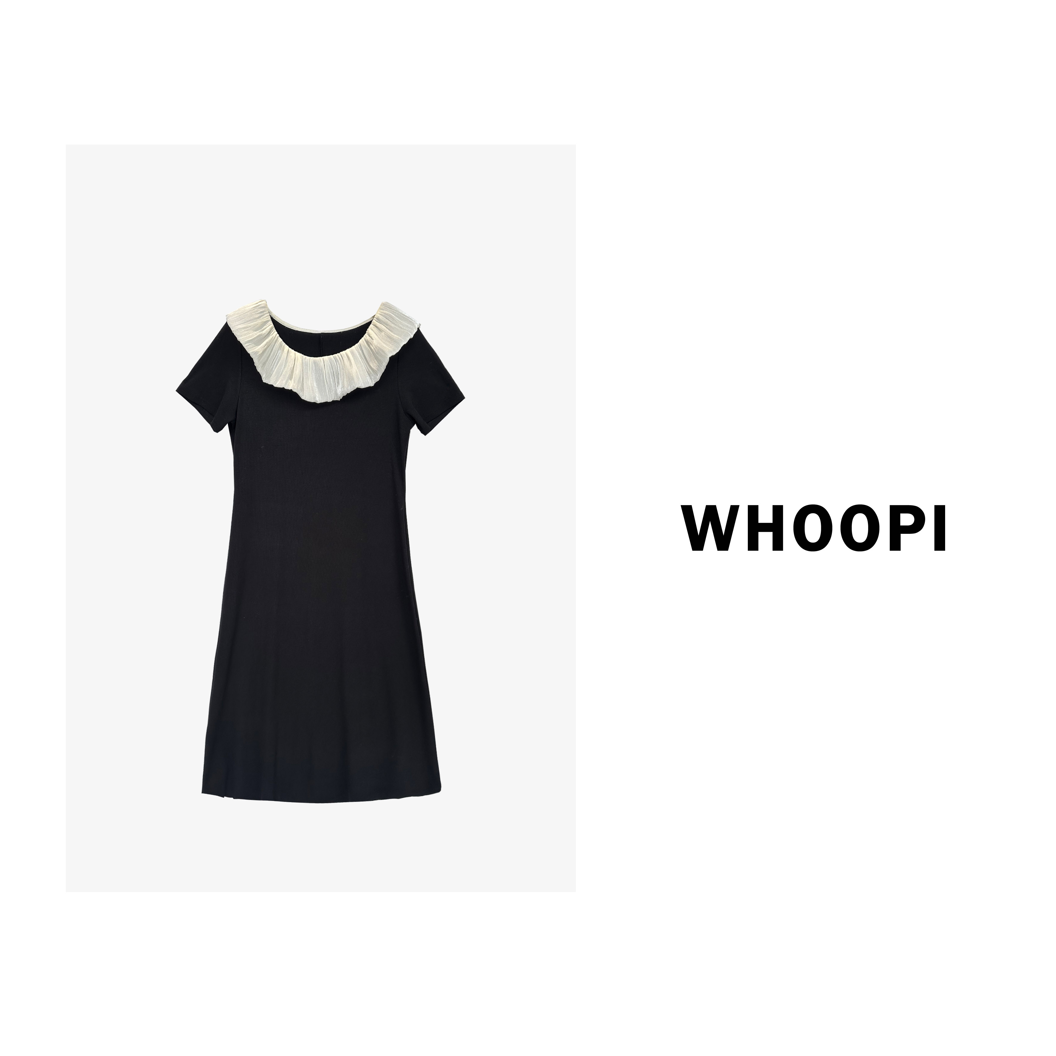 【Whoopi】【香香daily】法式气质荷叶领边撞色显瘦连衣裙