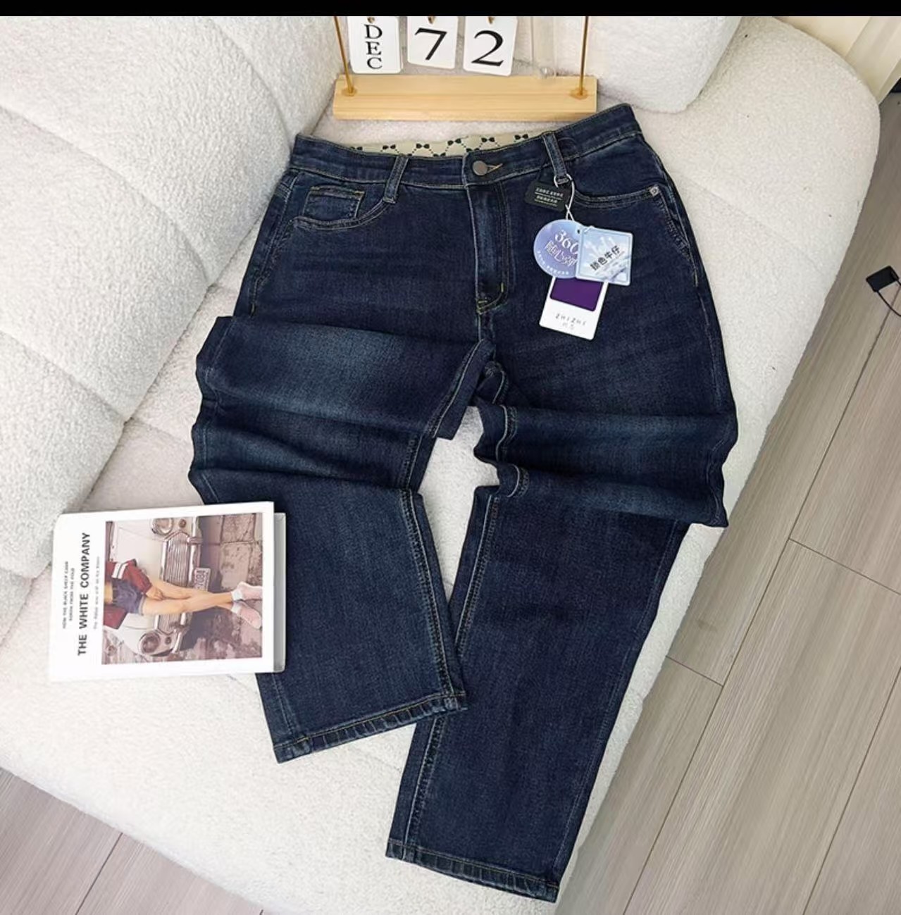 新款2025四季款弹力大码哈伦蓝色牛仔裤遮肉显瘦直筒裤050裤子