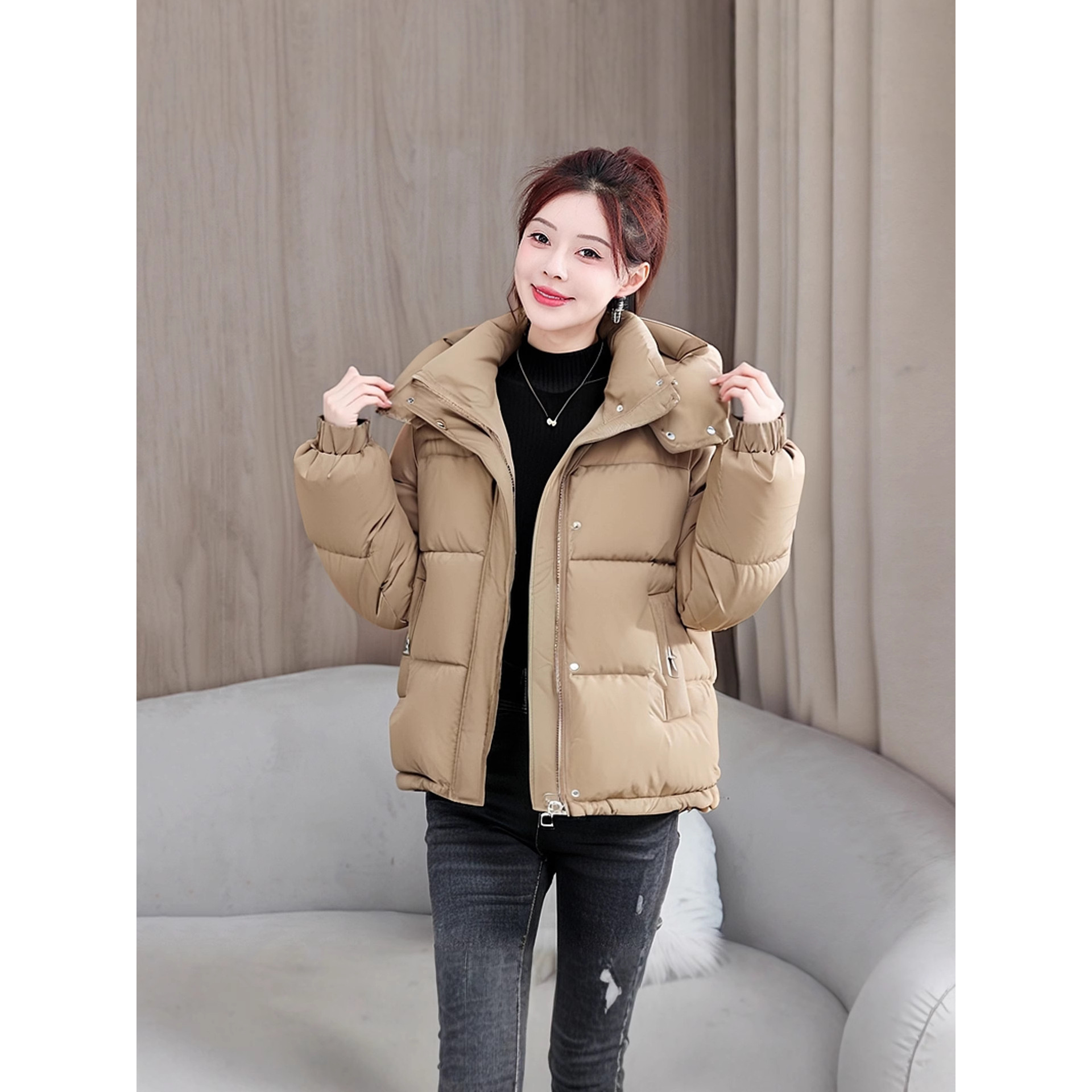 新款棉服女冬短款加厚时尚棉衣韩版宽松设计感棉袄外套冬季连帽