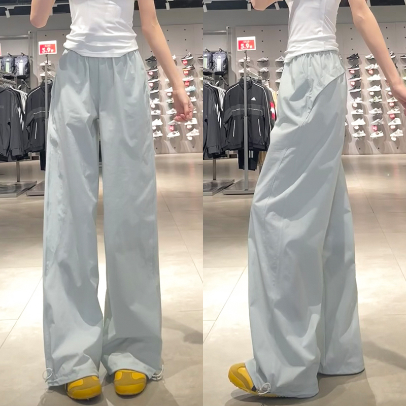 复古速干工装裤女2025新款夏季薄款美式高腰宽松垂感阔腿休闲裤子