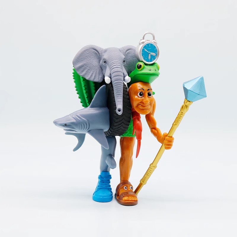 融合版外国山海经钻石木棍人鲨鱼大象轮胎蛙合体山海经玩具