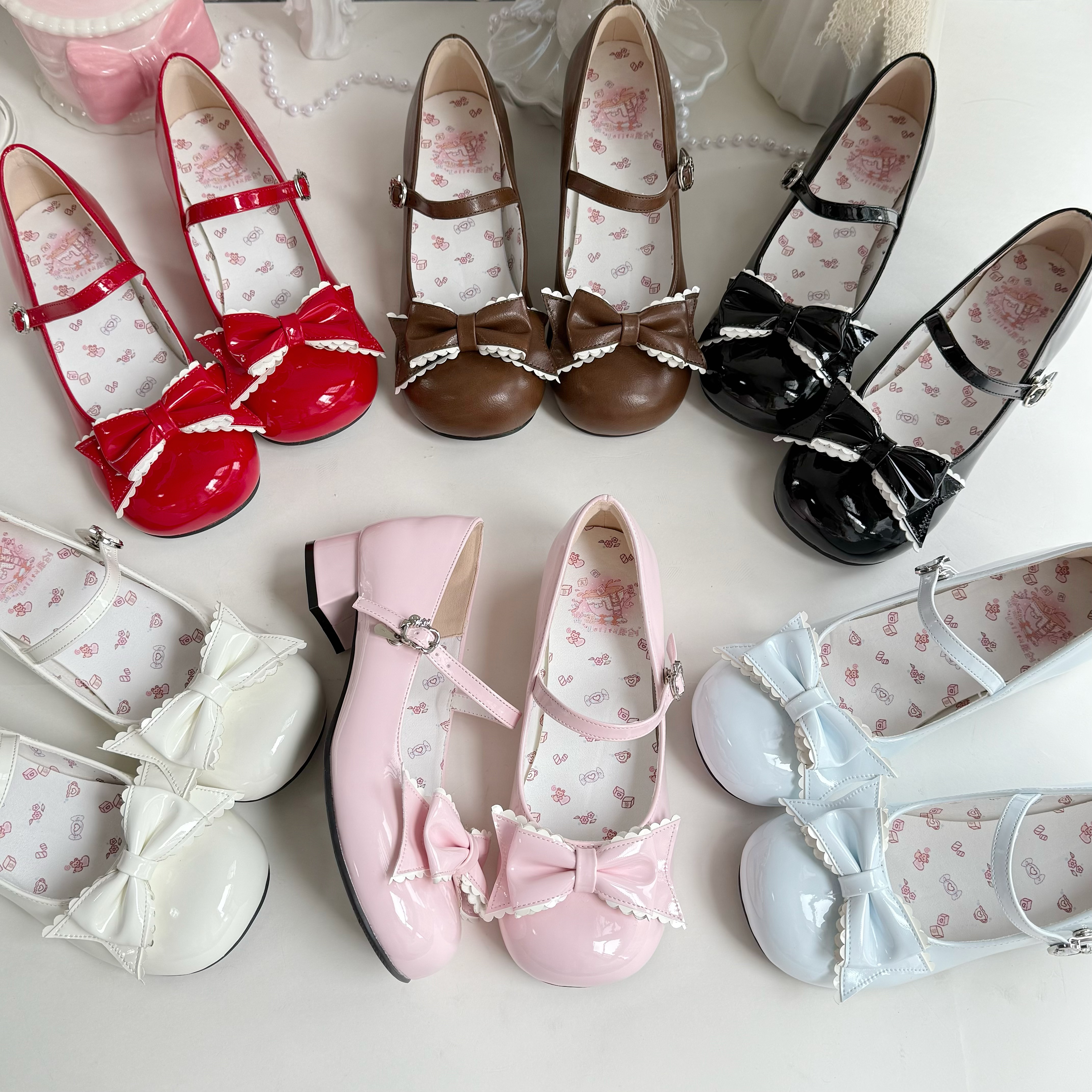 蜜糖小芙 低跟 蜜糖茶茶原创lolita圆头甜美日系蝴蝶结百搭lo单鞋