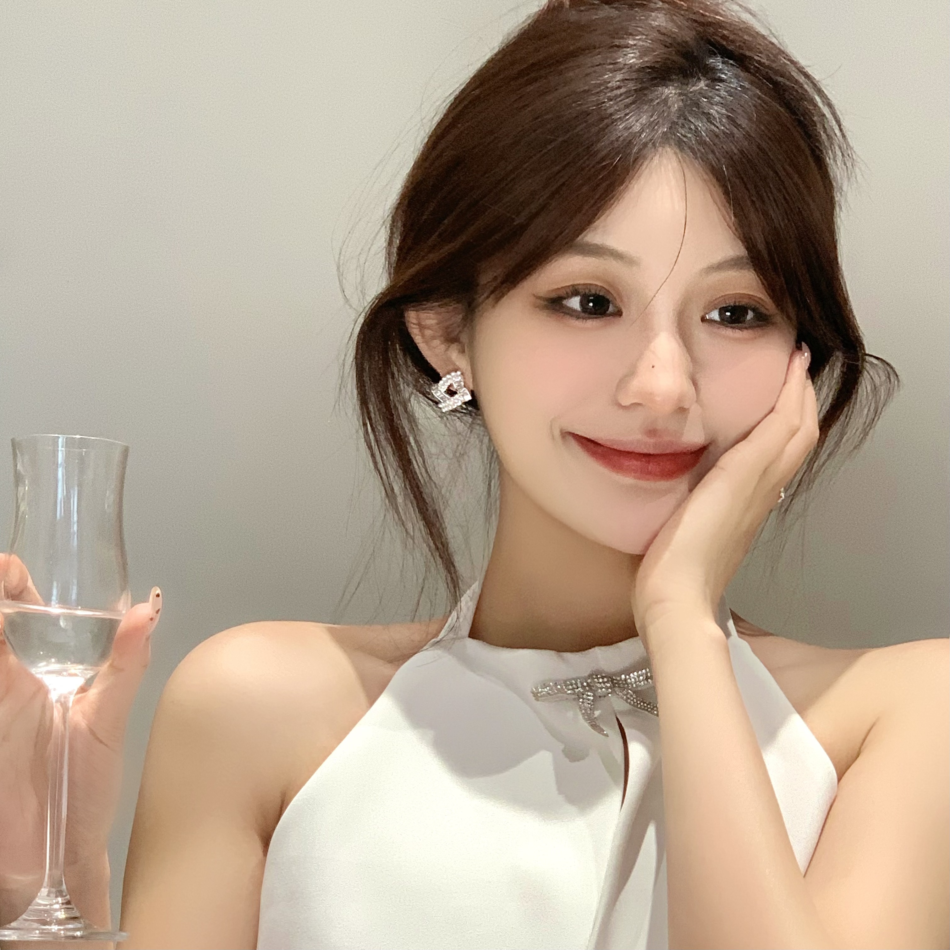 FULL GIRLISH耳环00182镂空菱形耳钉耳饰女款