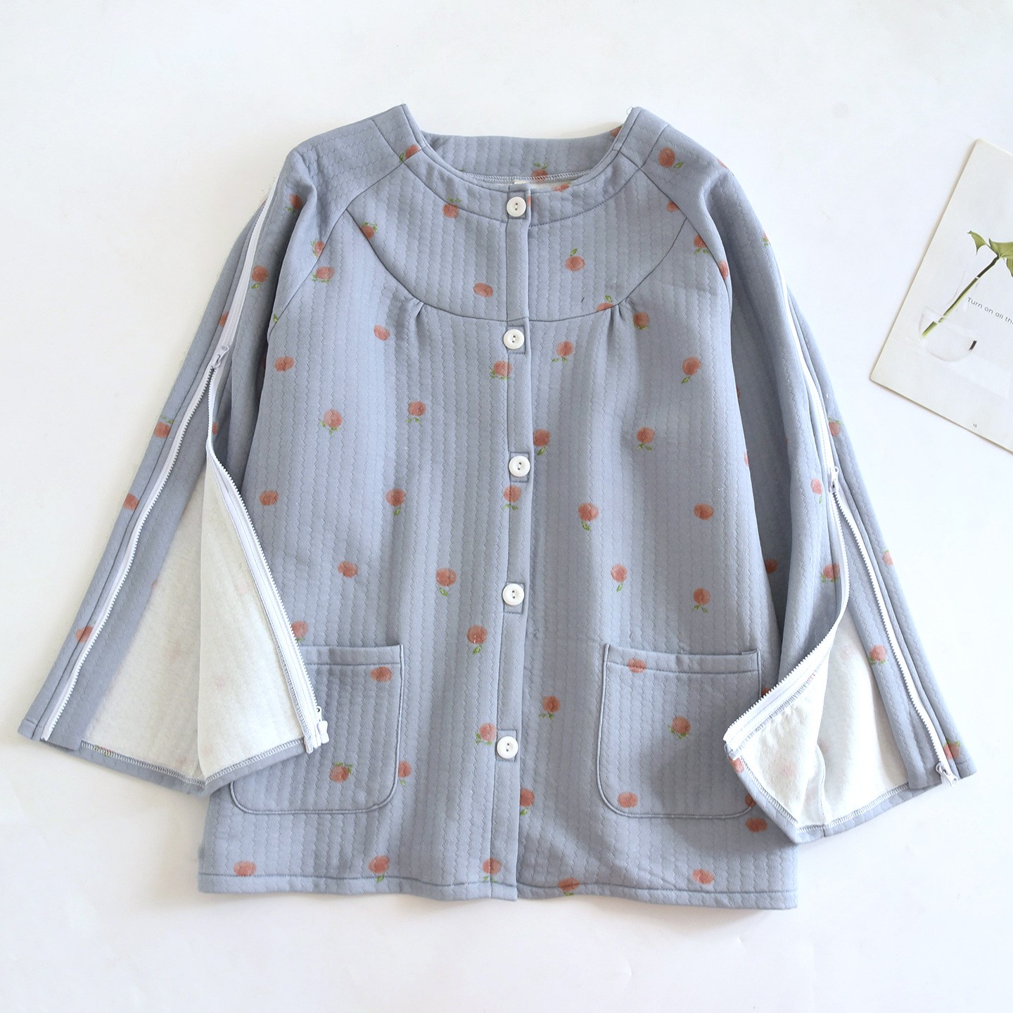 春秋加厚保暖病人服袖子拉链睡衣肩膀受伤手臂摔伤术后骨折病号服