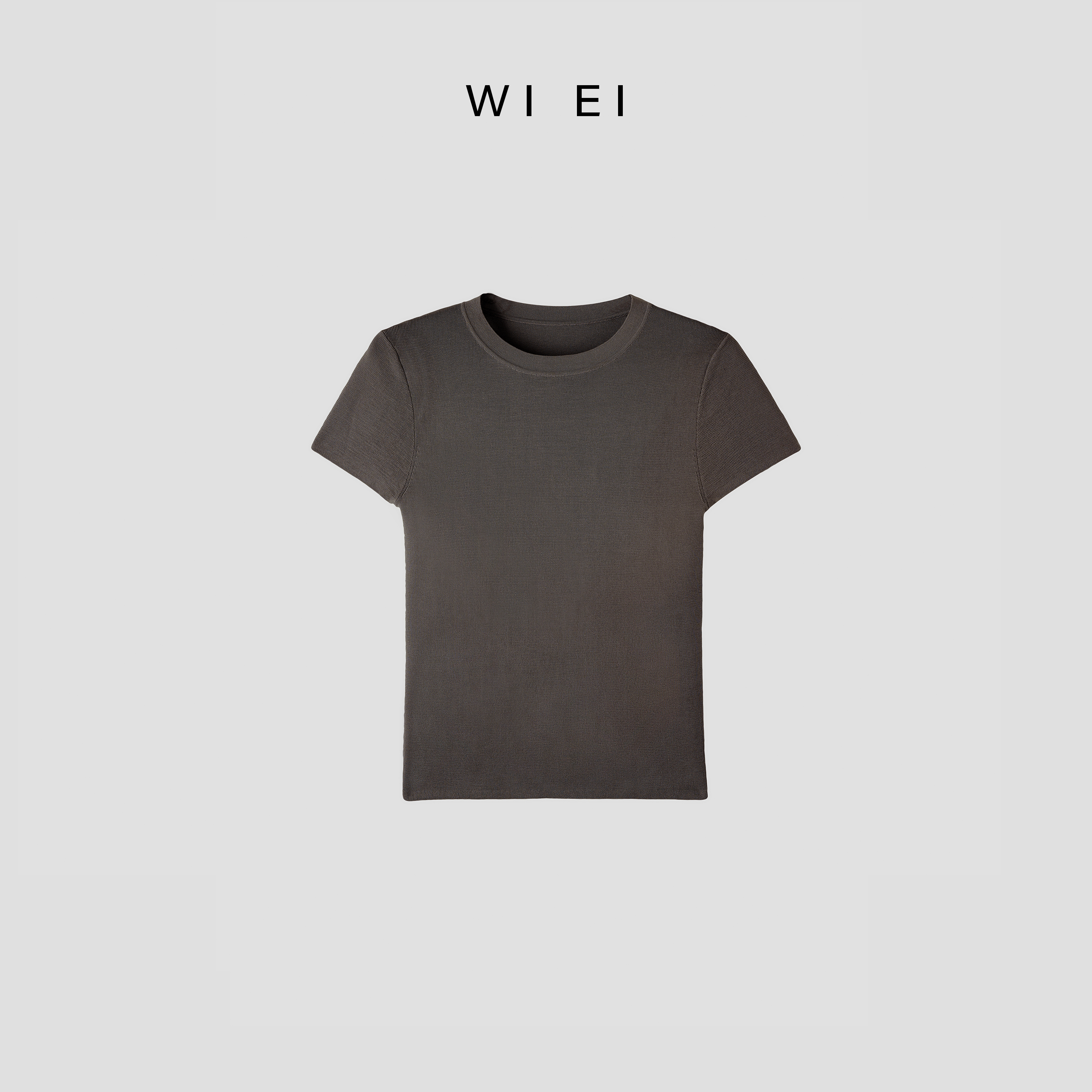 《WI EI》超模针织*凉感醋酸复古正肩显瘦针织短袖W25209038