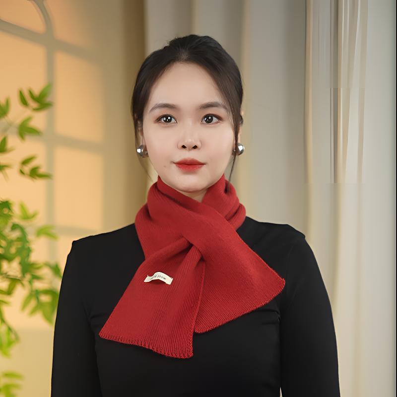 时尚百搭针织羊毛保暖围脖短款交叉小围巾纯色男女通用款