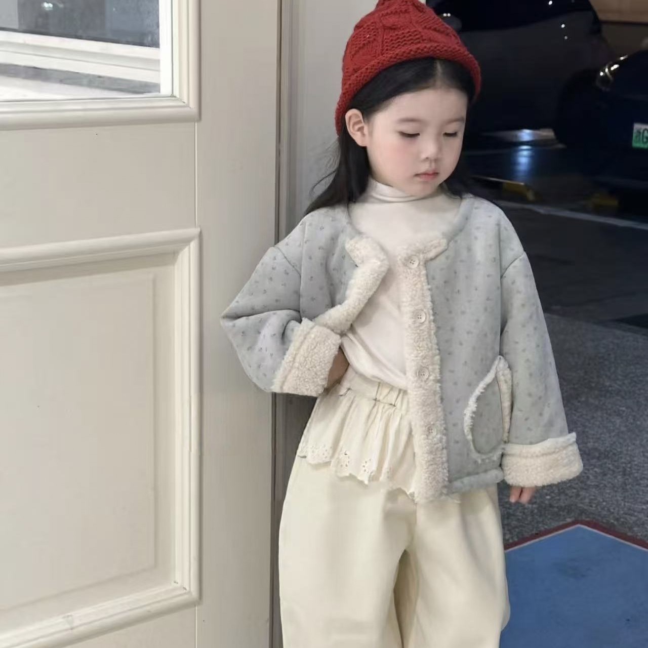 女童外套2025新款冬季儿童时髦百搭防寒保暖碎花上衣女孩加厚衣服