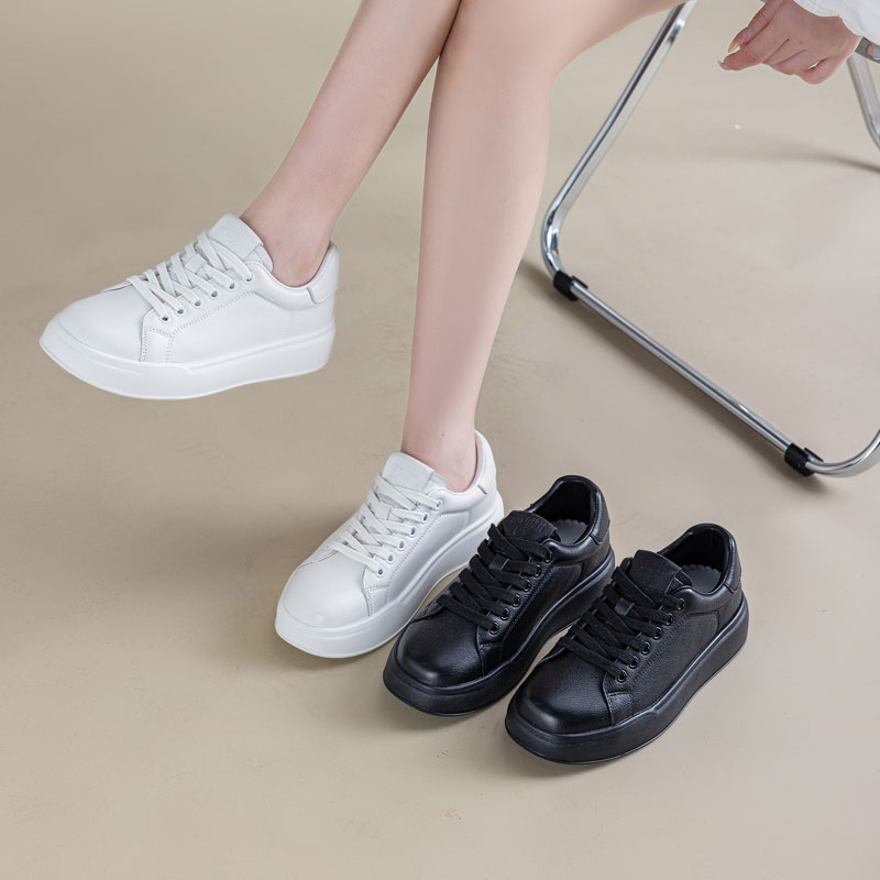 头层牛皮羊皮内里轻便运动鞋女2025新款平底休闲100%真皮小白鞋女