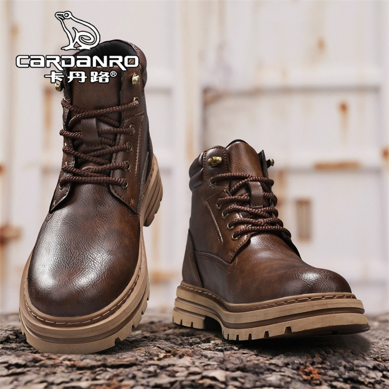 意大利卡丹路马丁靴男冬季复古英伦风高帮皮鞋男士真皮美式工装靴