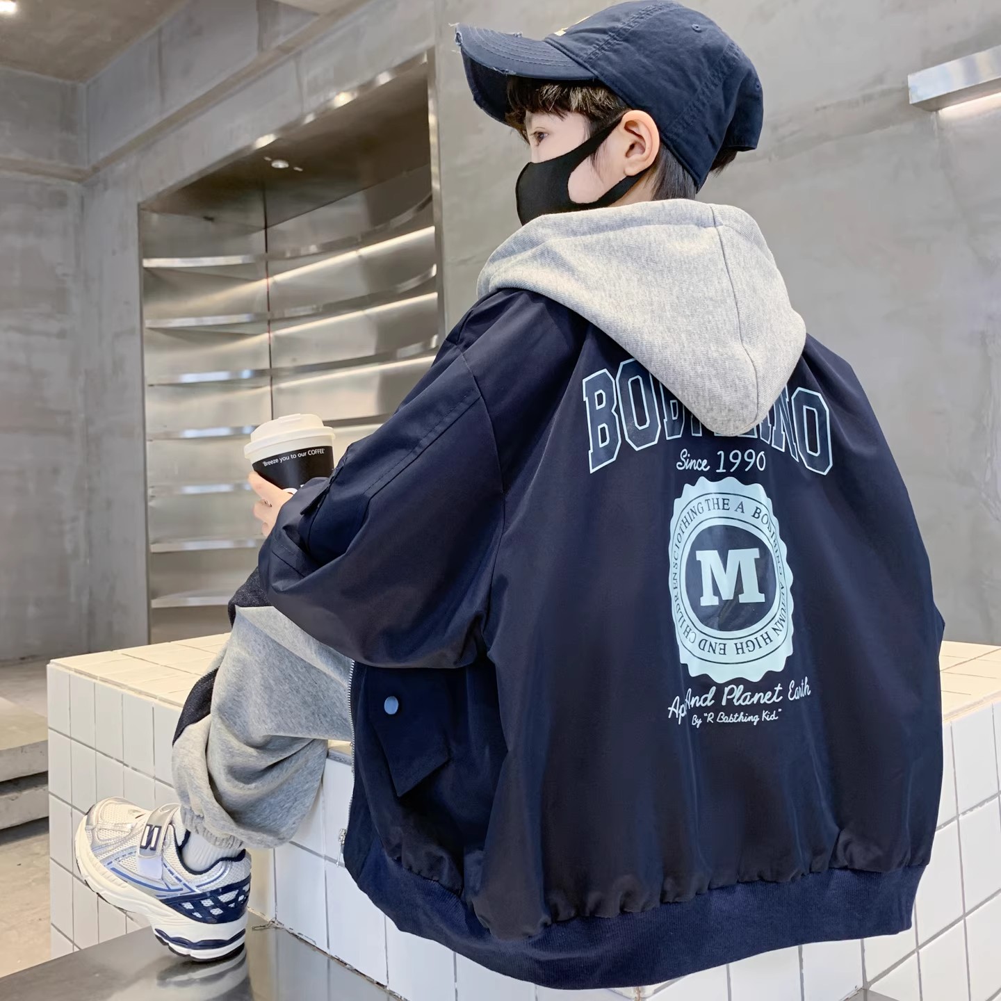 儿童装男童秋装假两件外套2025新款春秋款中大童夹克秋季男孩风衣