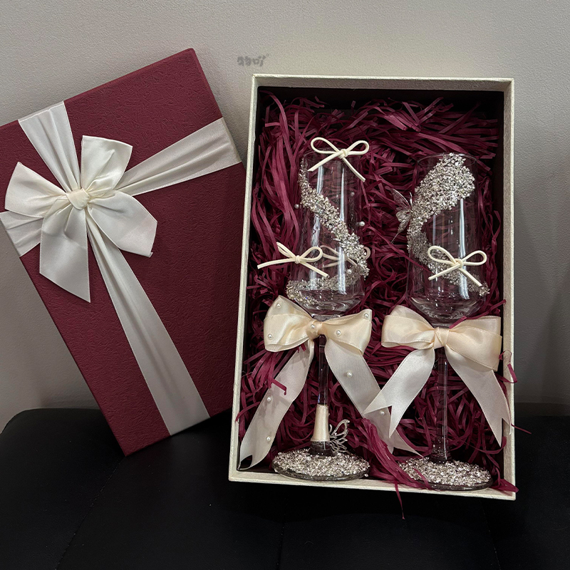 创意小众自制碎钻结婚敬酒杯diy材料包礼盒装订婚新婚礼物圣诞节