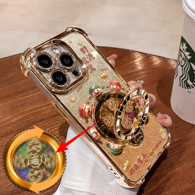 财神风生水起适用于【OPPO】FindX/Reno/A/K系列电镀防摔手机壳配件