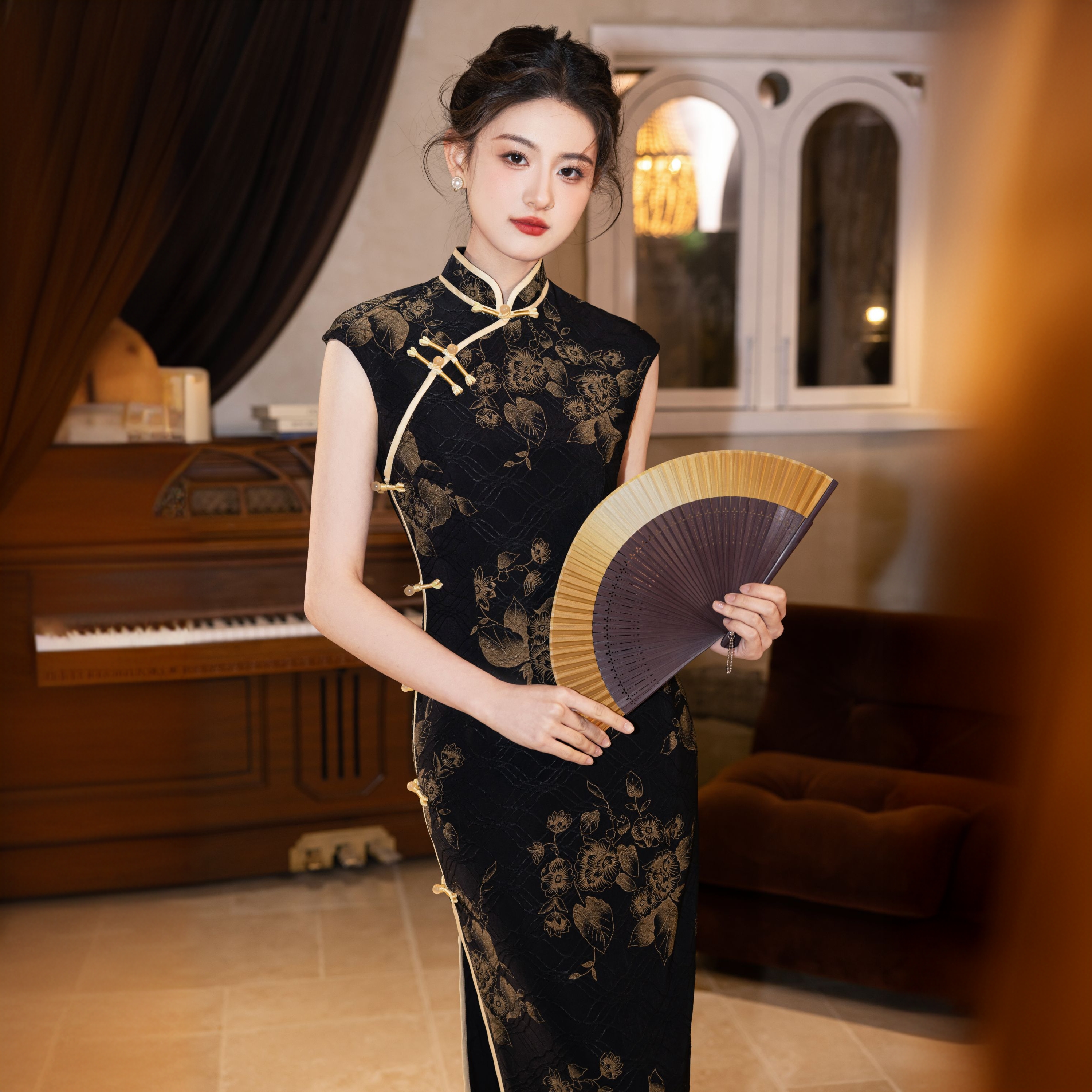 【梦浮生】黑色高级感旗袍女2025春夏季新款改良民国风气质绝美修身