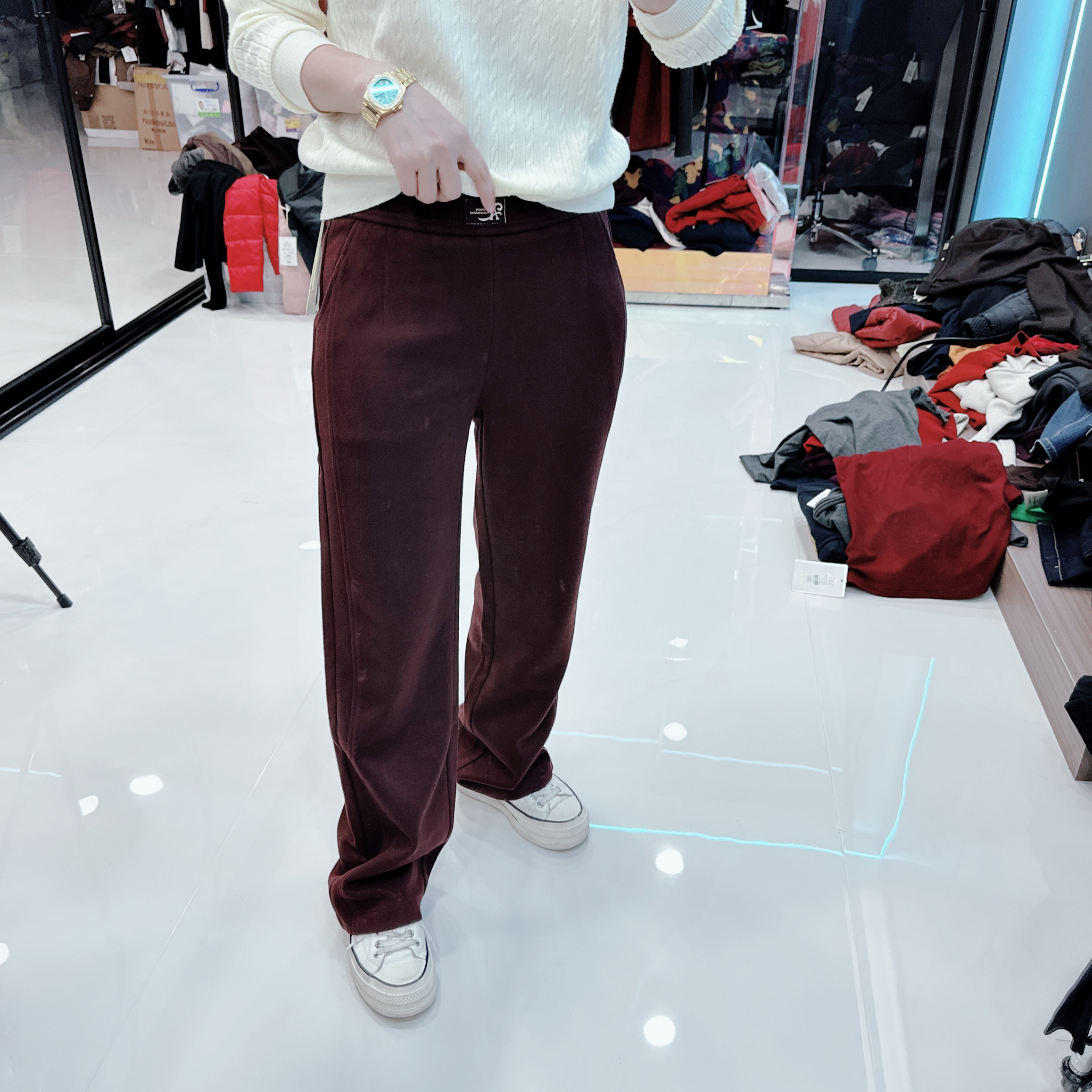 品牌好裤空气层底3色松紧腰百搭小直筒休闲裤9332品