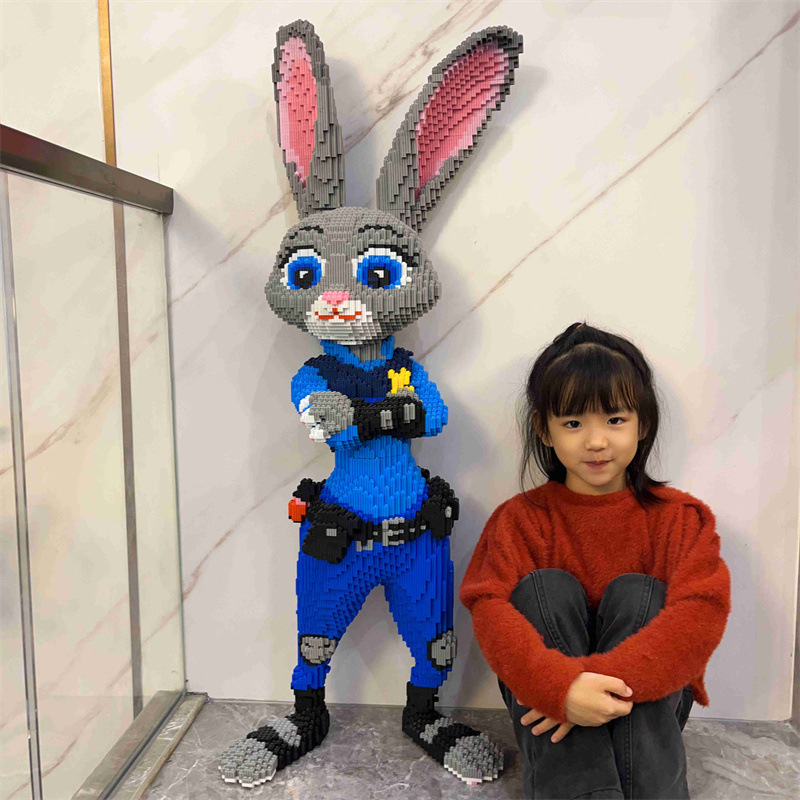 电玩具兼容益智力拼装玩具小颗粒尼克狐狸兔子成人高难度男孩女孩