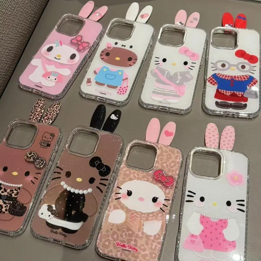 立体兔耳朵唯美kitty美乐蒂适用苹果16promax手机壳15保护套1413