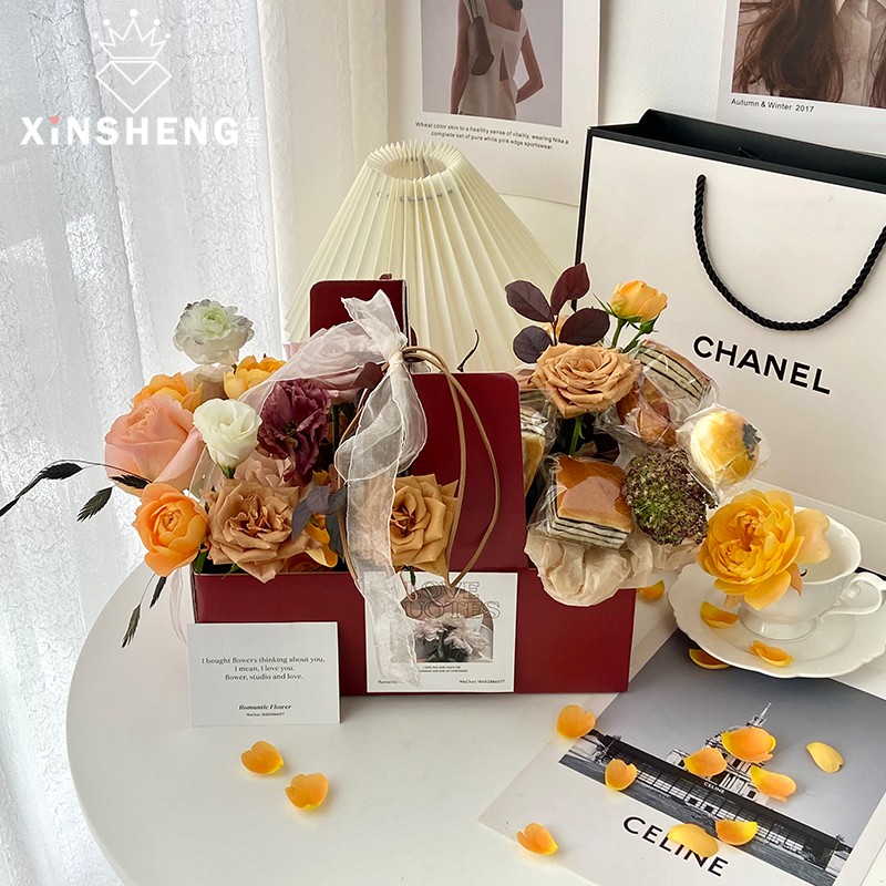 【福利专场】芯苼 加大瓦楞手提盒咖啡蛋糕包装diy花店鲜花手提盒