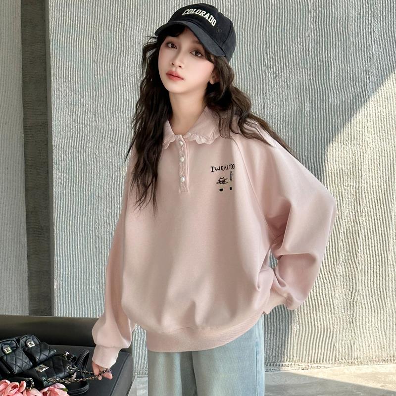 女童卫衣春秋2025新款儿童洋气爆款时髦POLO衫卫衣大童百搭休闲风