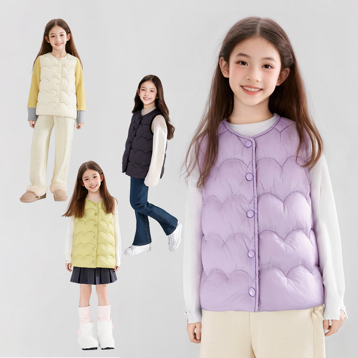 笛莎女童羽绒马甲儿童冬季宝宝轻薄保暖背心-732447801